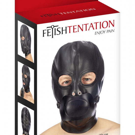 Капюшон с кляпом для БДСМ Fetish Tentation BDSM hood in leatherette with removable gag