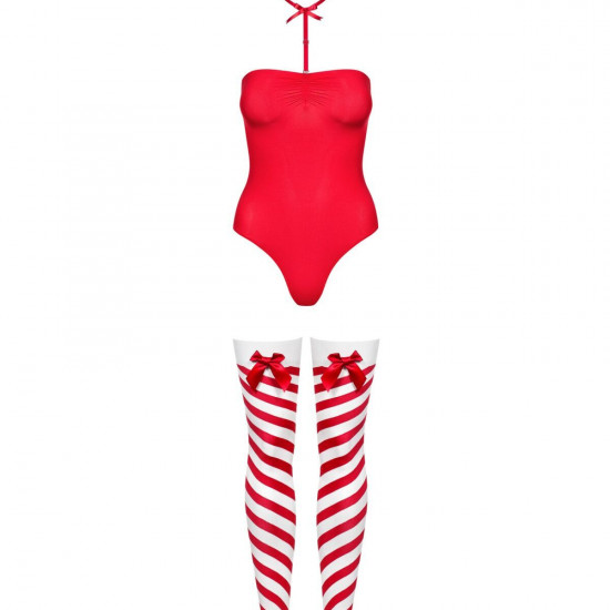 Боді Obsessive Kissmas teddy red L/XL (м'ята упаковка!!!)