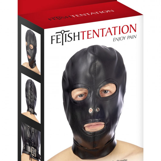 Капюшон для БДСМ с открытыми глазами и ртом Fetish Tentation Open mouth and eyes BDSM hood