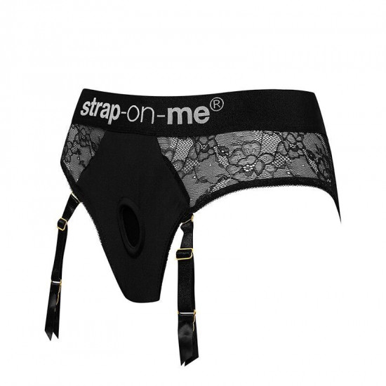 Мереживні трусики для страпона з підв’язками для панчіх Strap-On-Me DIVA HARNESS - XS