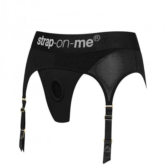Трусики для страпона з підв’язками для панчіх Strap-On-Me REBEL HARNESS - XS