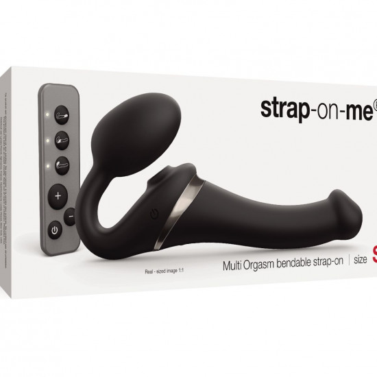 Безремневой вибрострапон с вакуумной стимуляцией Strap-On-Me MULTI ORGASM Black S (мятая упаковка)