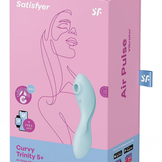 Вакуумний смарт-стимулятор із вібрацією Satisfyer Curvy Trinity 5 (Blue)  (м'ята упаковка!!!)