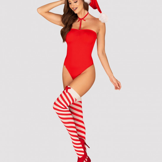 Боді Obsessive Kissmas teddy red L/XL (м'ята упаковка!!!)