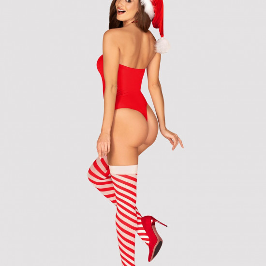 Боді Obsessive Kissmas teddy red L/XL (м'ята упаковка!!!)