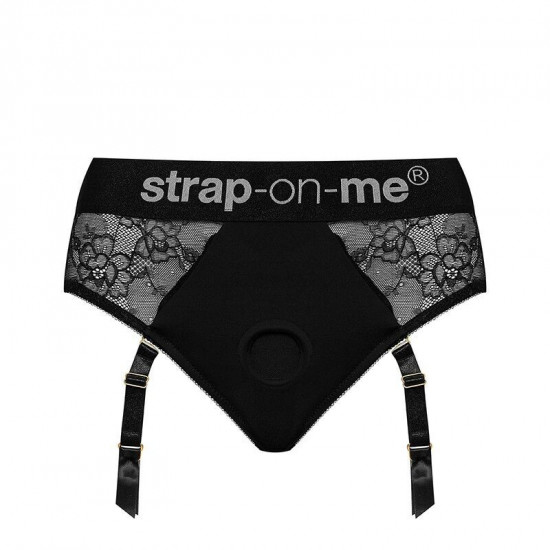 Мереживні трусики для страпона з підв’язками для панчіх Strap-On-Me DIVA HARNESS - XS