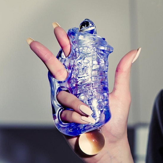 Мастурбатор Fleshlight Fleshskins Grip Blue Ice, надежная фиксация на руке, отлично для пар и минета