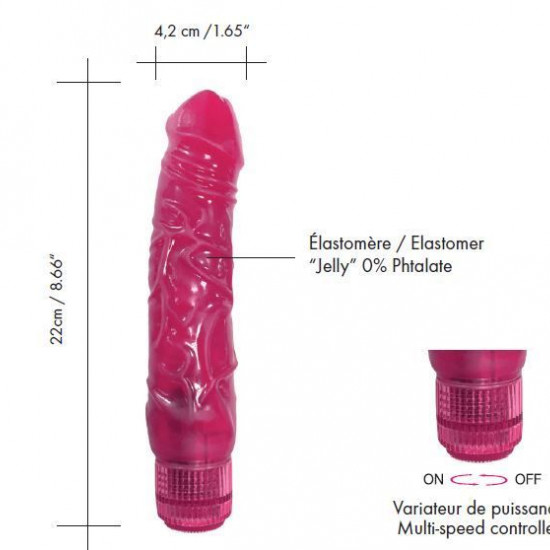 Фаллоимитатор вибратор Dorcel Jelly Boy, диаметр 4,2см ТПЕ, плавная регулировка мощности вибрации