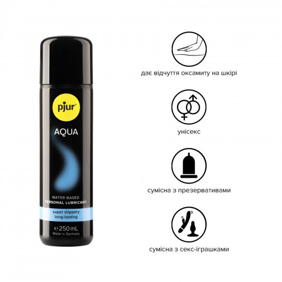 Лубрикант на водной основе pjur Aqua 250 мл, эффект бархатистой кожи без прилипания