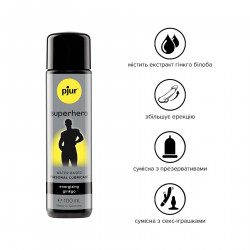 Стимулювальна змазка на водній основі pjur Superhero Energizing glide 100 мл, з екстрактом гінкго білоба