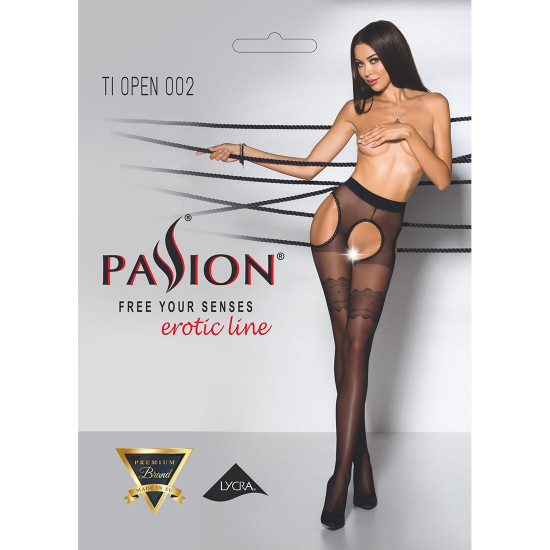 Эротические колготки Passion TIOPEN 002 1/2 (20 den), nero, имитация чулок и пояса
