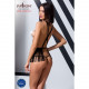 Комплект белья Passion Exclusive INDRA SET OpenBra XXL/XXXL, black, стринги, портупея с бахромой