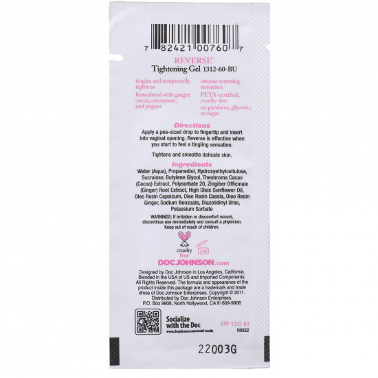 Крем для сужения влагалища Doc Johnson Reverse (7 гр) с экстрактами имбиря, какао, корицы и перца