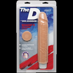 Фалоімітатор Doc Johnson The D: Shakin D 9 Inch Vibro ULTRASKYN, діаметр 3,8 см, плавне регулювання
