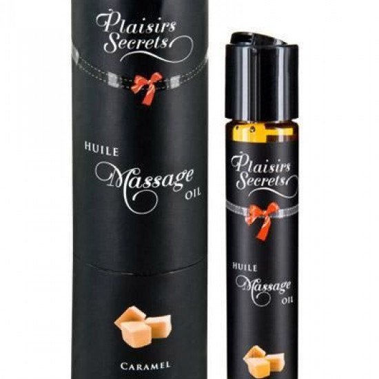 Массажное масло Plaisirs Secrets Caramel (59 мл) с афродизиаками, съедобное, подарочная упаковка