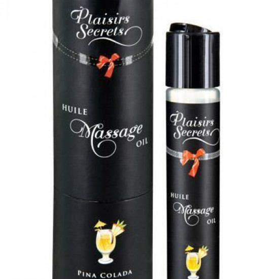 Массажное масло Plaisirs Secrets Pina Colada (59 мл) с афродизиаками, съедобное, подарочная упаковка