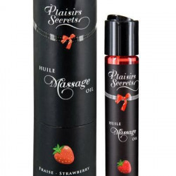 Масажна олія Plaisirs Secrets Strawberry (59 мл) з афродизіаками, їстівна, подарункове паковання