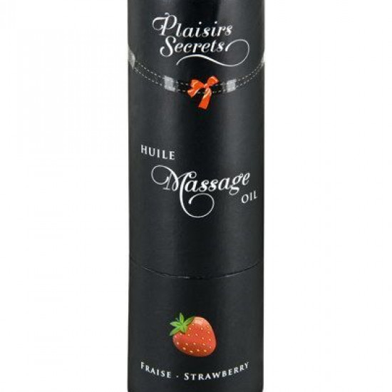 Массажное масло Plaisirs Secrets Strawberry (59 мл) с афродизиаками, съедобное, подарочная упаковка