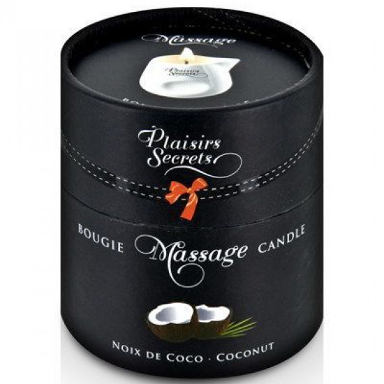 Массажная свеча Plaisirs Secrets Coconut (80 мл) подарочная упаковка, керамический сосуд