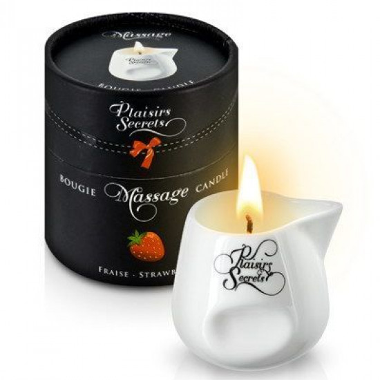 Массажная свеча Plaisirs Secrets Strawberry (80 мл) подарочная упаковка, керамический сосуд