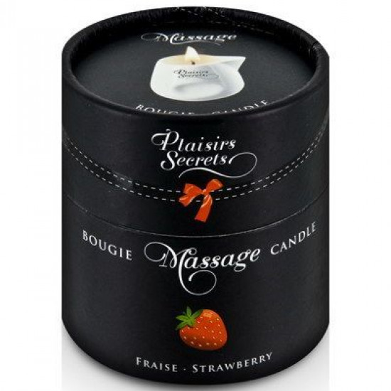 Массажная свеча Plaisirs Secrets Strawberry (80 мл) подарочная упаковка, керамический сосуд