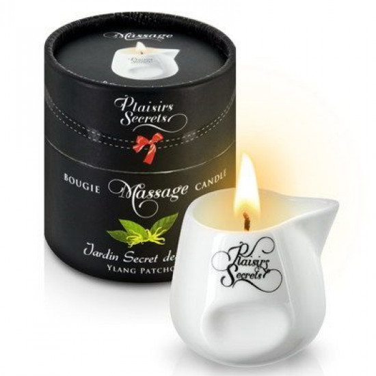 Массажная свеча Plaisirs Secrets Ylang Patchoul (80 мл) подарочная упаковка, керамический сосуд