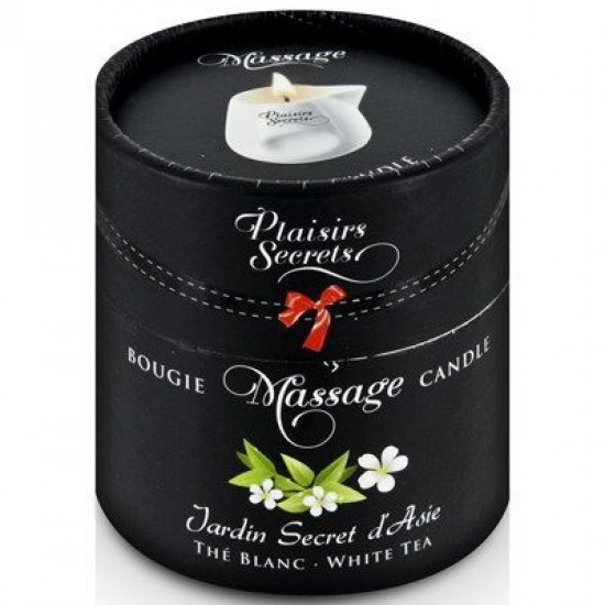 Массажная свеча Plaisirs Secrets White Tea (80 мл) подарочная упаковка, керамический сосуд