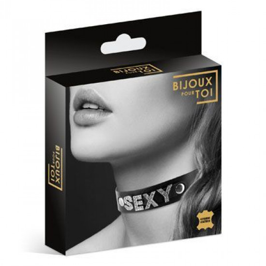 Чокер со стразами Bijoux Pour Toi - SEXY, натуральная кожа