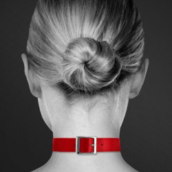 Чокер з кільцем для повідця Bijoux Pour Toi - FETISH Red, екошкіра