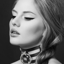 Чокер потрійний з кільцем для повідця Bijoux Pour Toi - FETISH, екошкіра