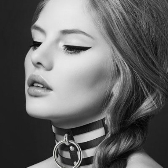 Чокер тройной с кольцом для поводка Bijoux Pour Toi - FETISH, экокожа