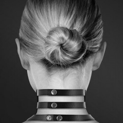 Чокер потрійний з кільцем для повідця Bijoux Pour Toi - FETISH, екошкіра