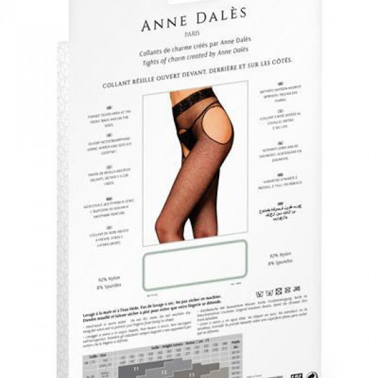 Колготки-чулки с поясом Anne De Ales MORGANE T1 Black, мелкая сеточка, с доступом