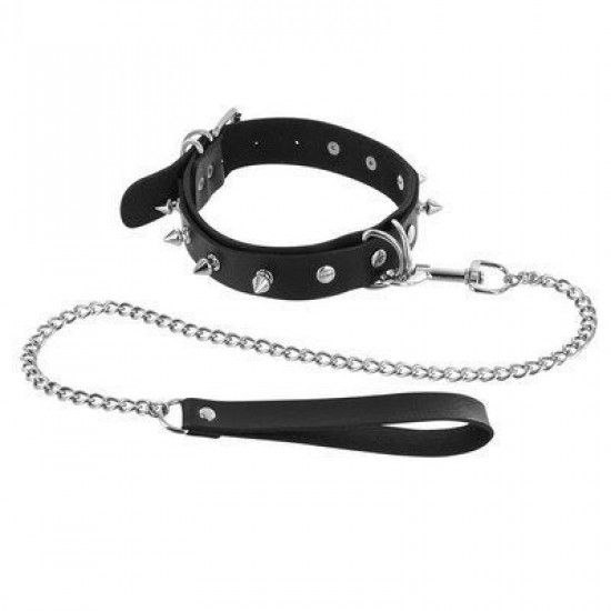 Ошейник с шипами и с поводком Fetish Tentation Spikes and Leash
