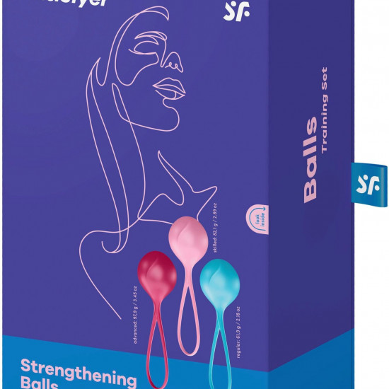 Вагинальные шарики Satisfyer Strengthening Balls (3шт), диаметр 3,8см, масса 62-82-98г, монолитные