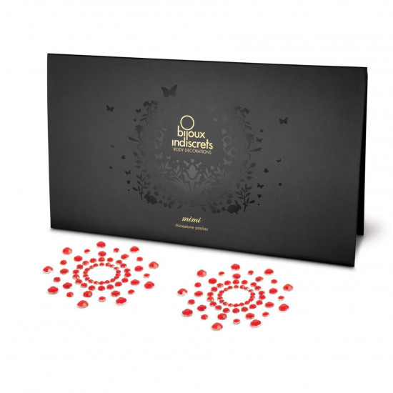 Пэстис из кристаллов Bijoux Indiscrets - Mimi Red, украшение на грудь