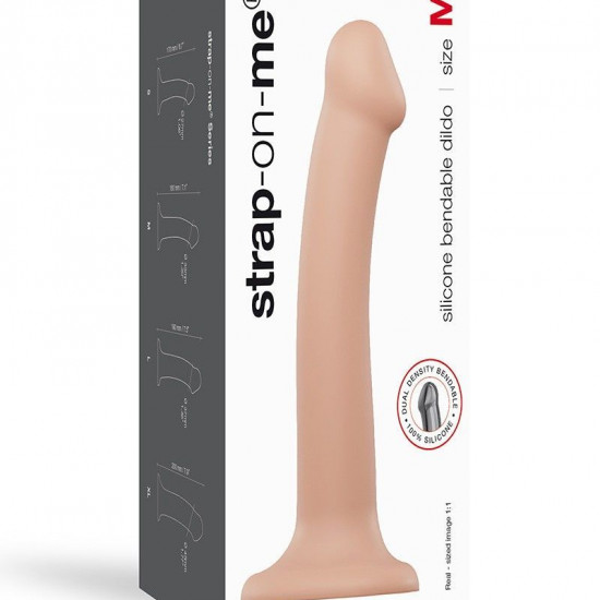 Насадка для страпона Strap-On-Me Dual Density Dildo Flesh M, диаметр 3,3см, двухслойная, гибкая