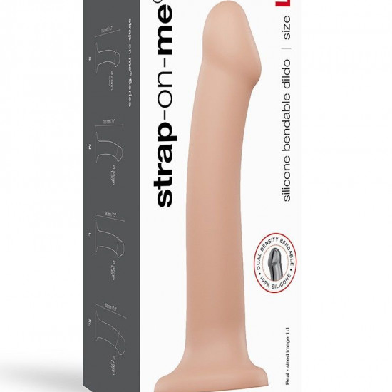 Насадка для страпона Strap-On-Me Dual Density Dildo Flesh L, диаметр 3,7см, двухслойная, гибкая