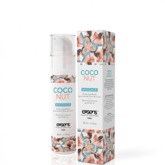 Массажное масло EXSENS Coconut 50мл разогревающее, без сахара, без парабенов, съедобное