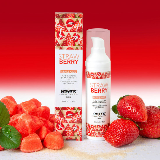 Массажное масло EXSENS Strawberry 50 мл разогревающее, без сахара, без парабенов, съедобное