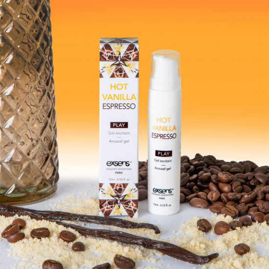 Стимулирующий гель EXSENS Kissable Hot Vanilla Espresso 15мл можно для поцелуев, охлаждающий
