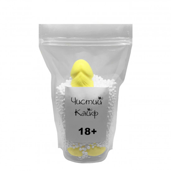 Крафтовое мыло-член с присоской Чистий Кайф Yellow size L, натуральное