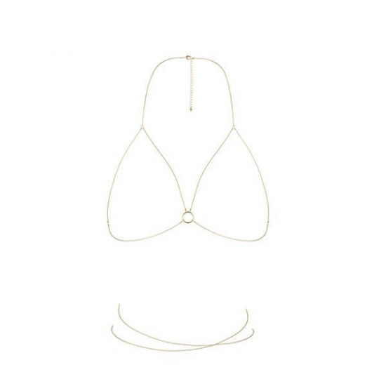 Цепочка портупея Bijoux Indiscrets Magnifique Bra Chain - Gold, украшение на тело