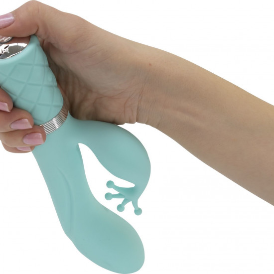 Роскошный вибратор-кролик Pillow Talk - Kinky Teal с кристаллом Сваровски, мощный