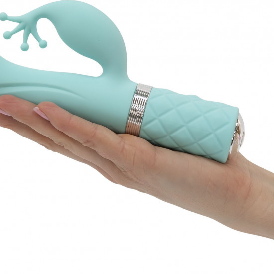 Роскошный вибратор-кролик Pillow Talk - Kinky Teal с кристаллом Сваровски, мощный