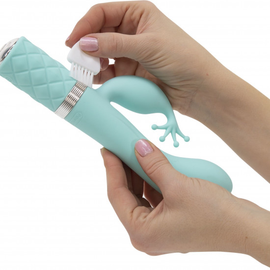 Роскошный вибратор-кролик Pillow Talk - Kinky Teal с кристаллом Сваровски, мощный