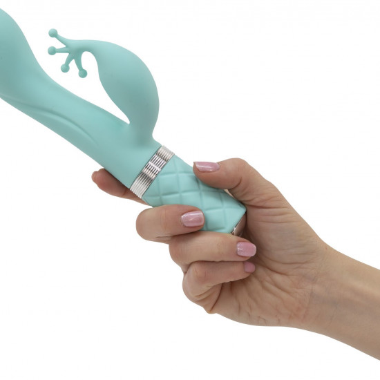 Роскошный вибратор-кролик Pillow Talk - Kinky Teal с кристаллом Сваровски, мощный