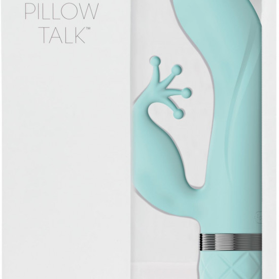 Роскошный вибратор-кролик Pillow Talk - Kinky Teal с кристаллом Сваровски, мощный