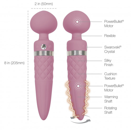 Вибромассажер 2в1 PILLOW TALK - Sultry Pink, классический массажер и вибратор с ротацией, подогрев