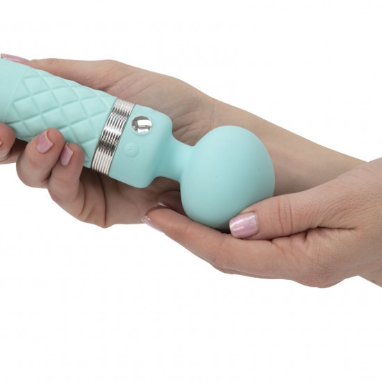 Вибромассажер 2в1 PILLOW TALK - Sultry Teal, классический массажер и вибратор с ротацией, подогрев